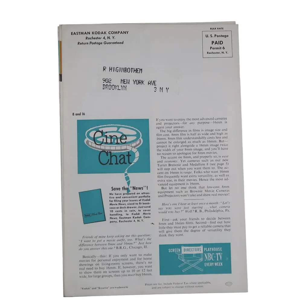 Kodak Movie News Magazine Booklet Set of Four (4) 1956 Eastman Kodak